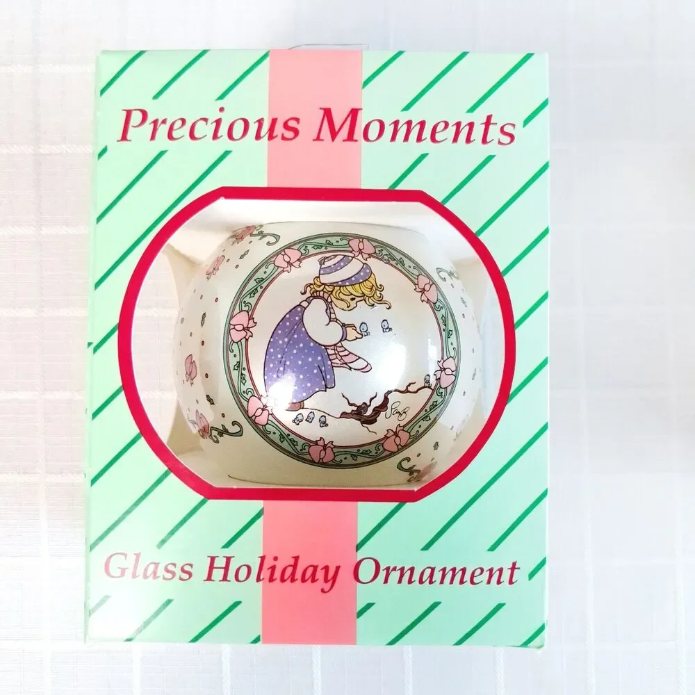 Two (2) Precious Moments Vintage 1994 Glass Holiday Ornaments in Boxes